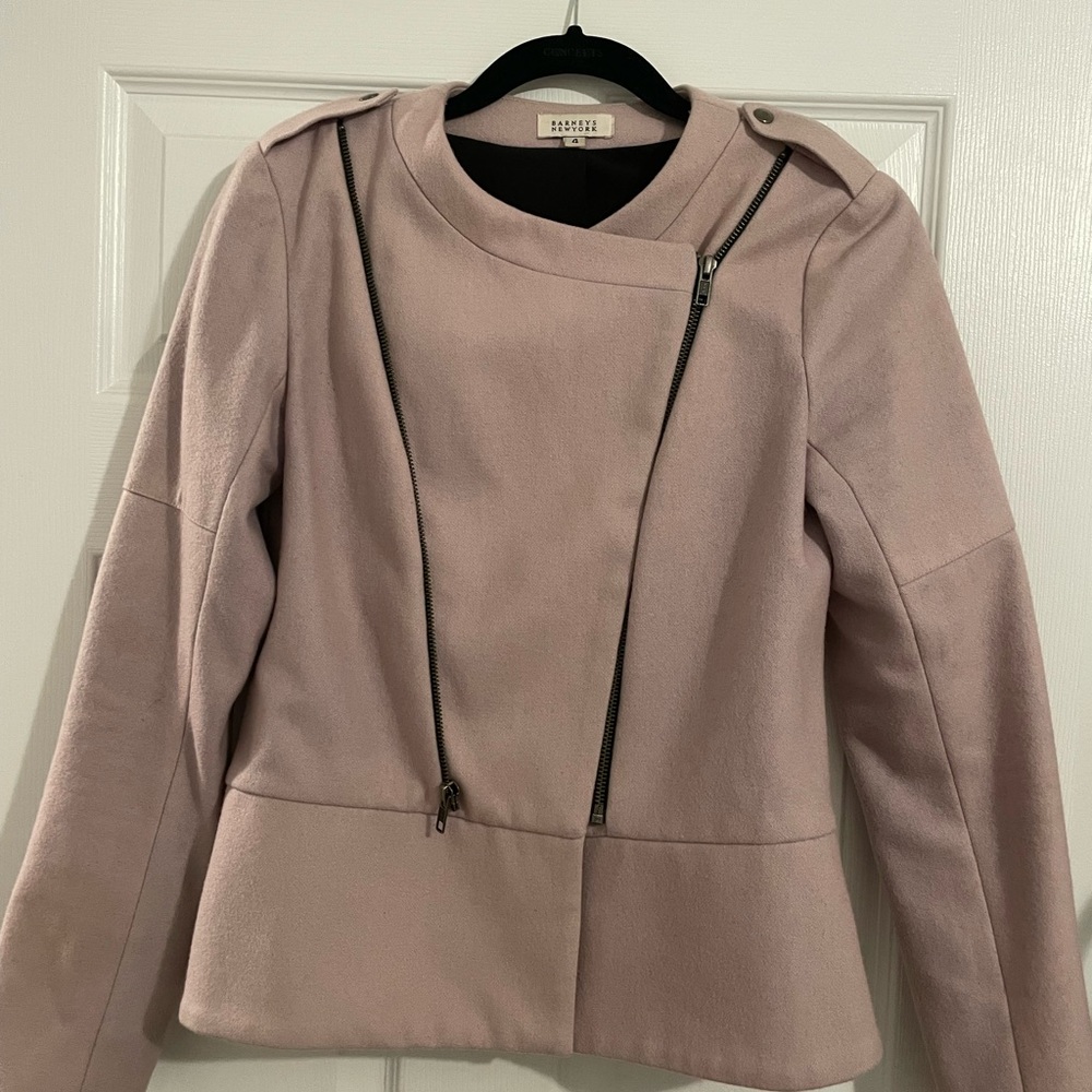 Pale pink wool blend (60%) military style jacket from Barneys. Size 4. - Picture 3 of 6